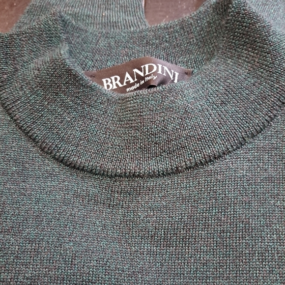 Brandini Men's Forest Green 100% Extra Fine Merino Wool Sweater - Picture 5 of 6